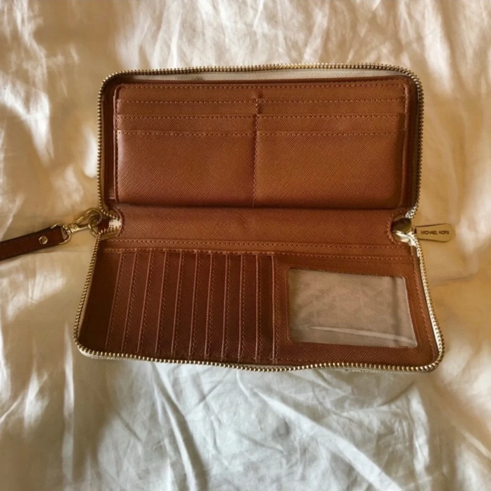 Michael Kors Monogram Beige Wristlet